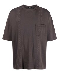 T-shirt à col rond brodé gris foncé FIVE CM