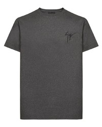 T-shirt à col rond brodé gris foncé Giuseppe Zanotti