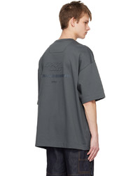 T-shirt à col rond brodé gris foncé Juun.J