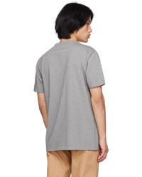 T-shirt à col rond brodé gris foncé MAISON KITSUNÉ