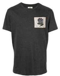 T-shirt à col rond brodé gris foncé Kent & Curwen