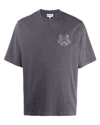 T-shirt à col rond brodé gris foncé Kenzo