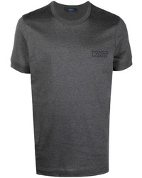 T-shirt à col rond brodé gris foncé Kiton