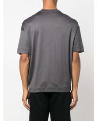 T-shirt à col rond brodé gris foncé Emporio Armani