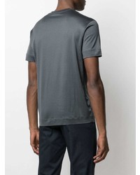 T-shirt à col rond brodé gris foncé Emporio Armani