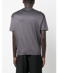 T-shirt à col rond brodé gris foncé Emporio Armani