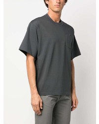 T-shirt à col rond brodé gris foncé Sacai