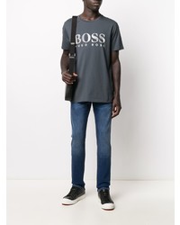 T-shirt à col rond brodé gris foncé BOSS HUGO BOSS