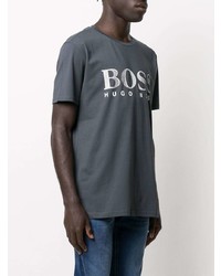 T-shirt à col rond brodé gris foncé BOSS HUGO BOSS