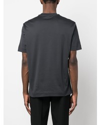 T-shirt à col rond brodé gris foncé Emporio Armani