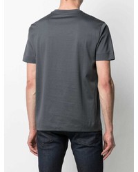 T-shirt à col rond brodé gris foncé Emporio Armani