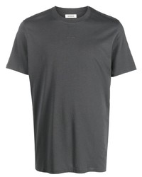 T-shirt à col rond brodé gris foncé Sandro