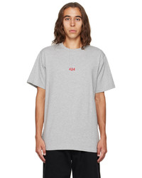 T-shirt à col rond brodé gris 424