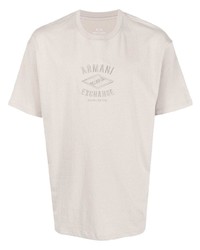 T-shirt à col rond brodé gris Armani Exchange