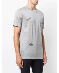 T-shirt à col rond brodé gris Lanvin