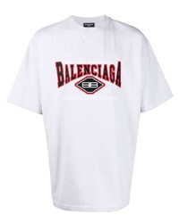 T-shirt à col rond brodé gris Balenciaga