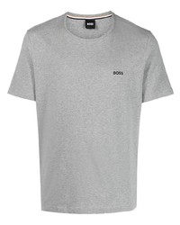 T-shirt à col rond brodé gris BOSS