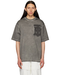 T-shirt à col rond brodé gris Burberry