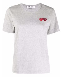 T-shirt à col rond brodé gris Comme Des Garcons Play