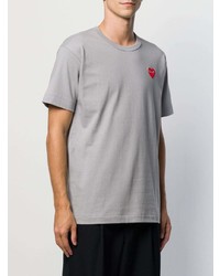 T-shirt à col rond brodé gris Comme Des Garcons Play