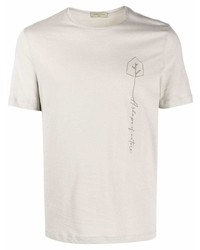 T-shirt à col rond brodé gris Corneliani