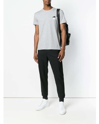 T-shirt à col rond brodé gris Alexander McQueen