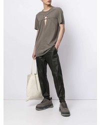 T-shirt à col rond brodé gris Rick Owens DRKSHDW