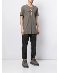 T-shirt à col rond brodé gris Rick Owens DRKSHDW