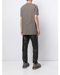 T-shirt à col rond brodé gris Rick Owens DRKSHDW