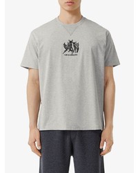 T-shirt à col rond brodé gris Burberry