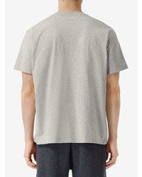 T-shirt à col rond brodé gris Burberry