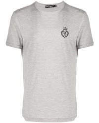 T-shirt à col rond brodé gris Dolce & Gabbana