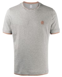 T-shirt à col rond brodé gris Eleventy