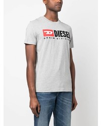 T-shirt à col rond brodé gris Diesel
