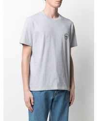 T-shirt à col rond brodé gris Maison Labiche