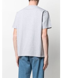 T-shirt à col rond brodé gris Maison Labiche