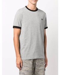 T-shirt à col rond brodé gris Fred Perry