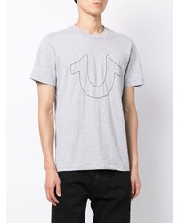 T-shirt à col rond brodé gris True Religion