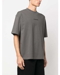 T-shirt à col rond brodé gris Balenciaga