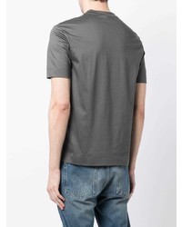 T-shirt à col rond brodé gris Emporio Armani