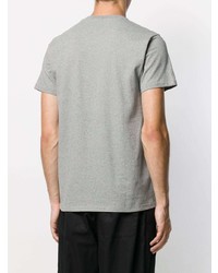 T-shirt à col rond brodé gris Helmut Lang
