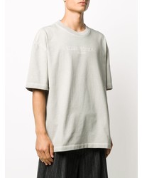 T-shirt à col rond brodé gris Maison Margiela