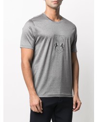 T-shirt à col rond brodé gris Corneliani