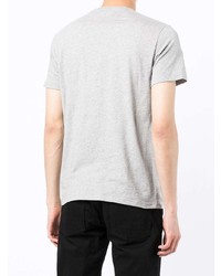 T-shirt à col rond brodé gris Alexander McQueen