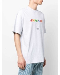 T-shirt à col rond brodé gris MSGM