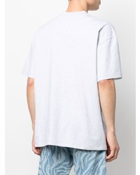 T-shirt à col rond brodé gris MSGM