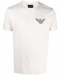 T-shirt à col rond brodé gris Emporio Armani