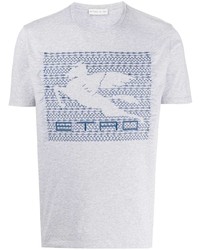 T-shirt à col rond brodé gris Etro