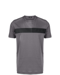 T-shirt à col rond brodé gris Fendi