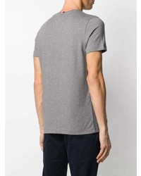 T-shirt à col rond brodé gris Tommy Hilfiger